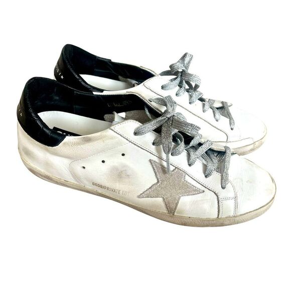 GOLDEN GOOSE SUPER-STAR PRIVATE EDITION LTD 60/593 WHITE & SILVER SIZE 41/10.5 - Picture 1 of 13